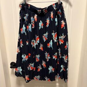 Ava & Viv Floral A-Line Skirt - Navy and Coral